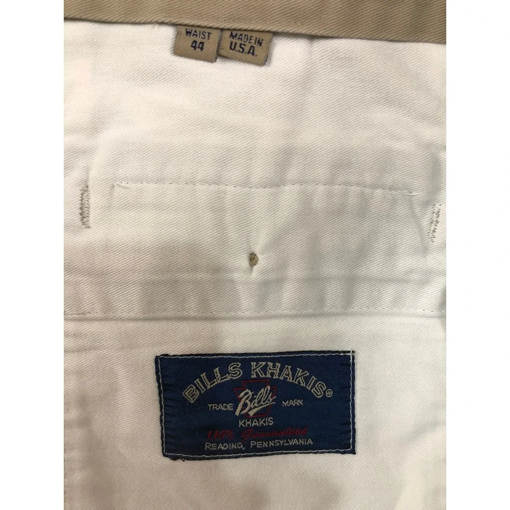 Bills Khakis Pants Men 44x28 Tan M1P Made in USA Pleated Chino